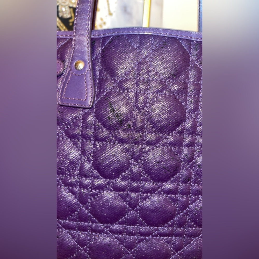 Christian Dior Cannage Purple Quilted Tote Bag - Picture 3 of 12